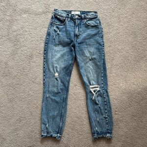 Abercrombie The Mom High Rise Distressed Jeans